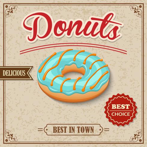 Doughnut retro poster vector