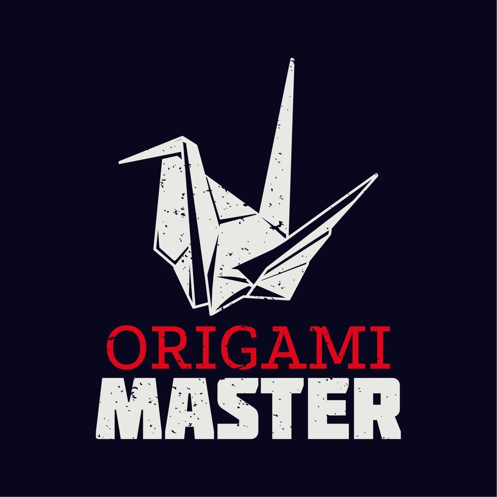 t-shirt ontwerp origami meester met vogel origami en zwarte achtergrond vintage illustratie vector