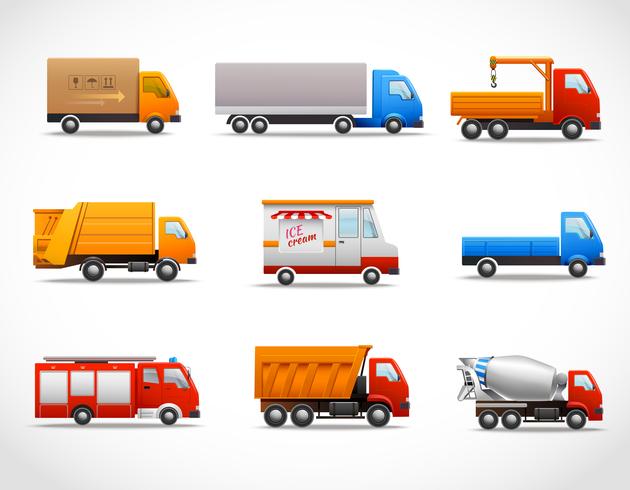 Realistische Truck-pictogrammen vector
