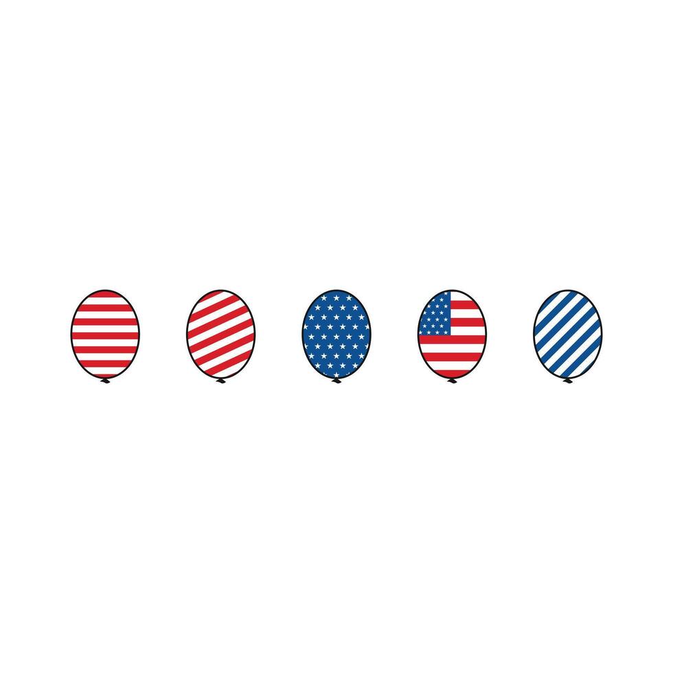 icoon ballon verzameling voor juli 4e Amerikaans onafhankelijkheid dag element vector
