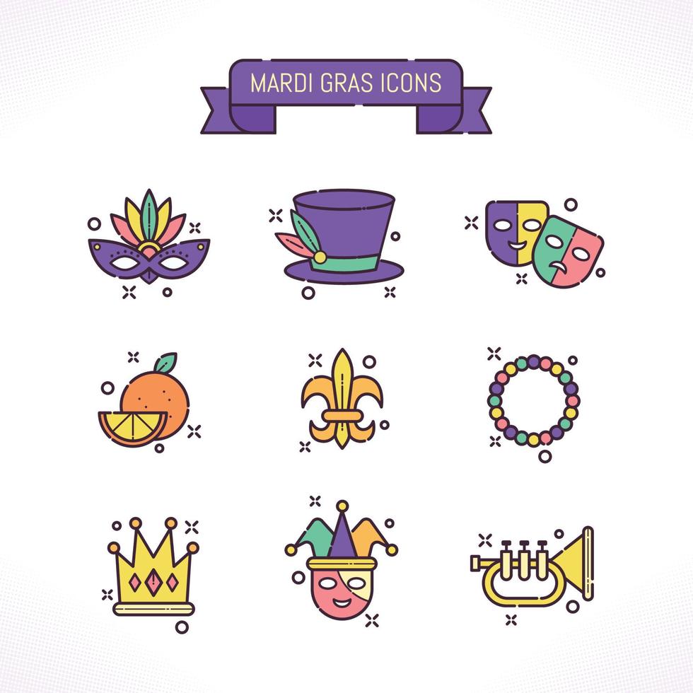 mardi gras carnaval pictogrammen vector