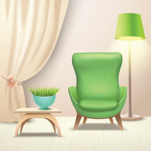 Fauteuil met interieurdesign vector