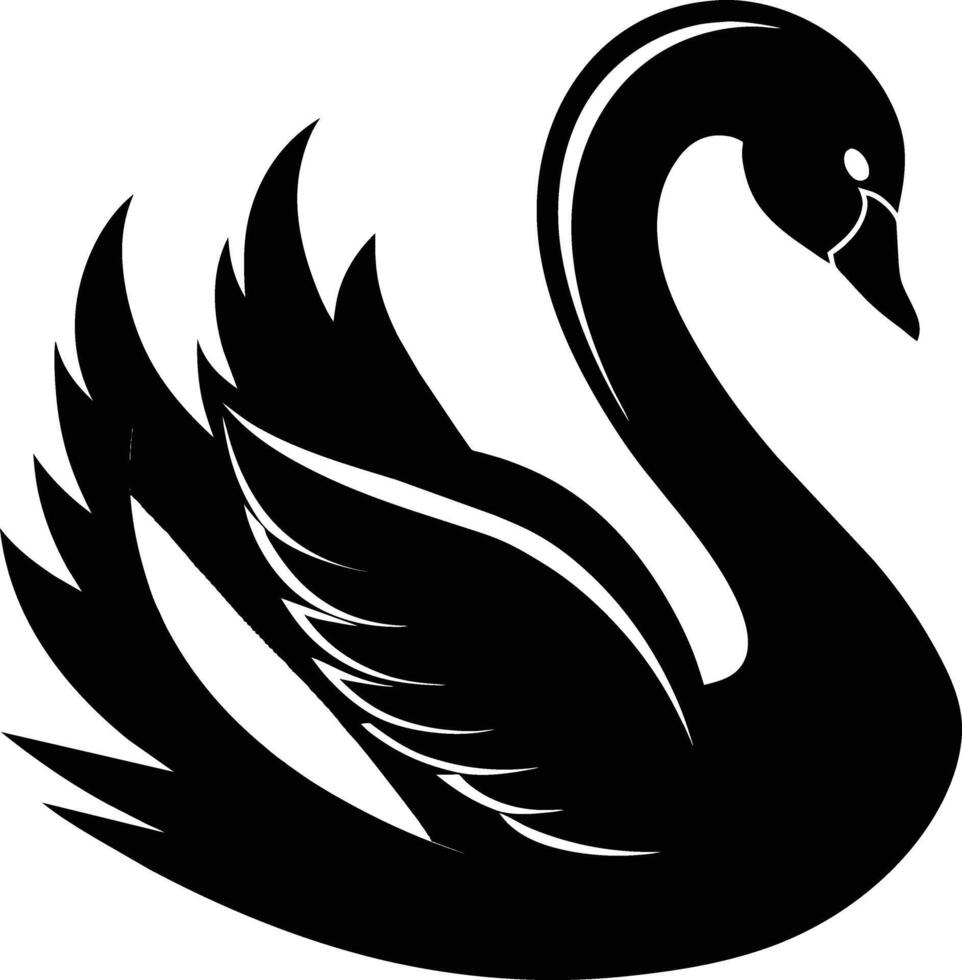 een zwart silhouet van een zwaan vector