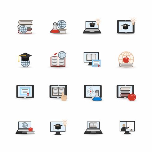 Online onderwijs pictogram plat vector