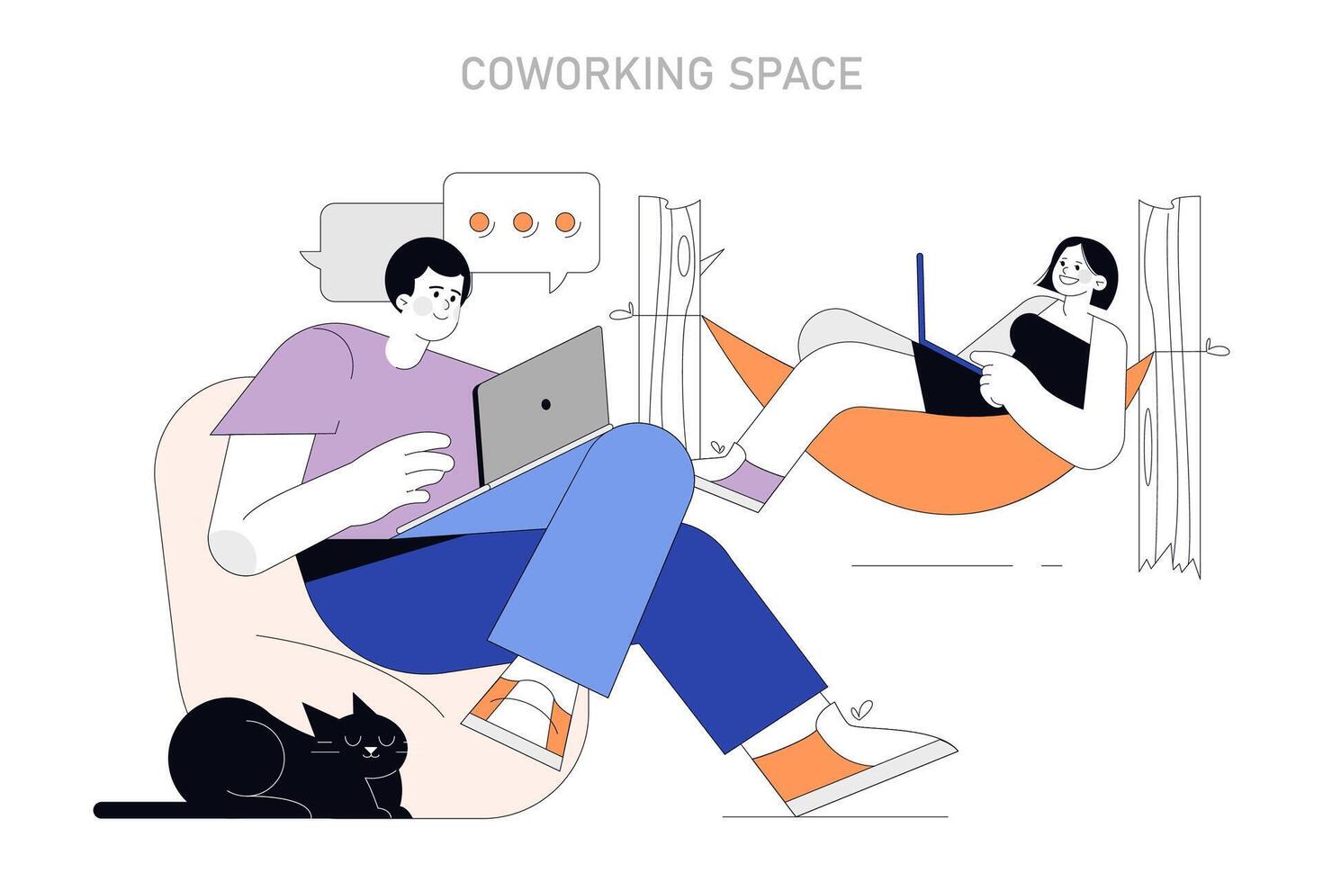 coworking ruimte concept. illustratie. vector