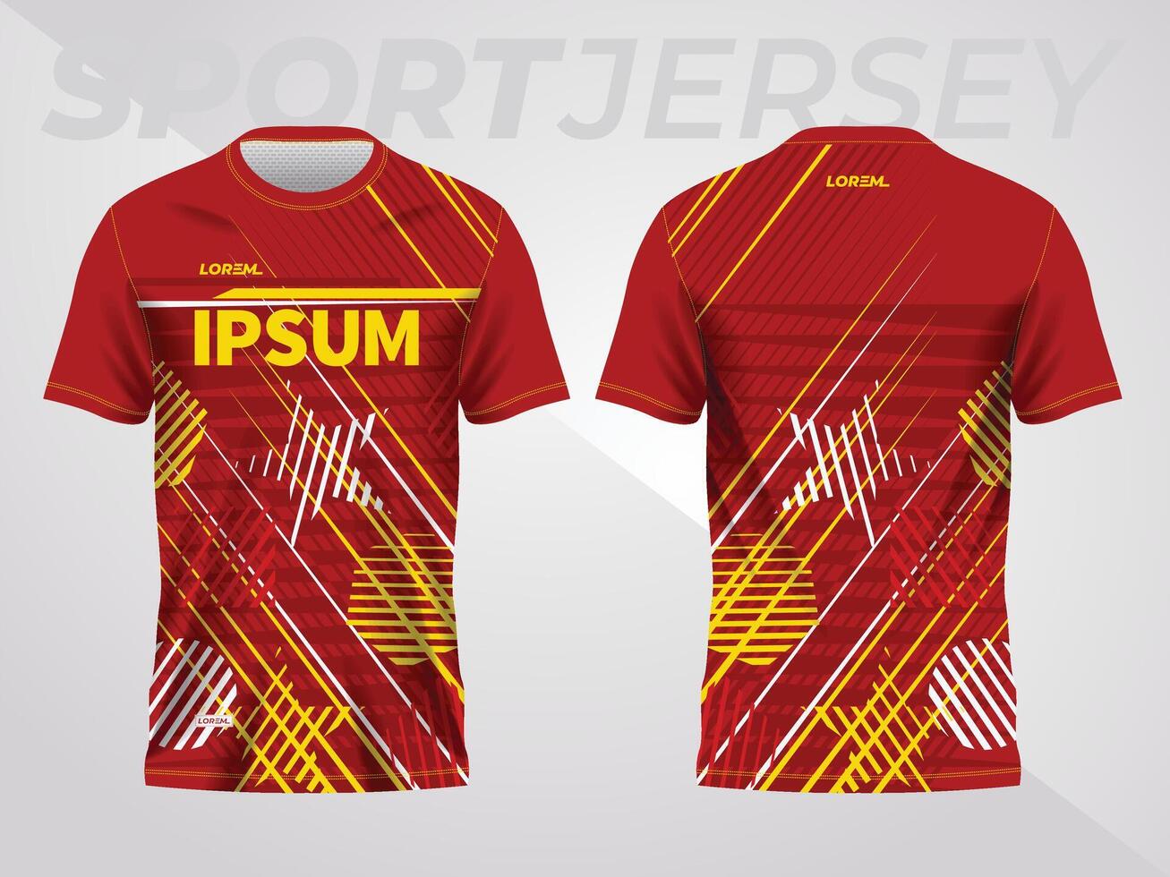 rood geel achtergrond voor sport- Jersey patroon. kleur abstract meetkundig lijn structuur achtergrond overhemd voorkant en terug visie model. vector