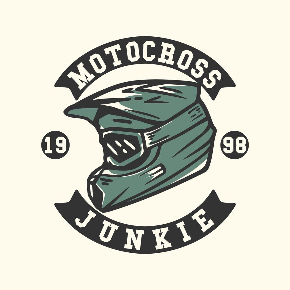 logo ontwerp motorcross junkie motorcross met motorcross helm vintage illustratie vector