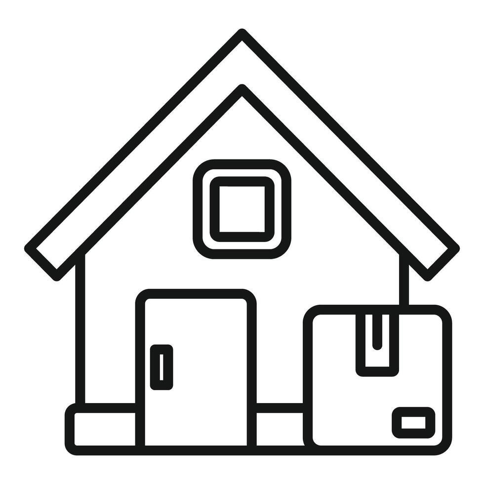 gemakkelijk lijn kunst icoon van een huis met pakket vector