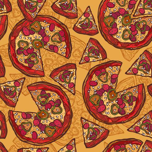 Pizza schets naadloze patroon vector