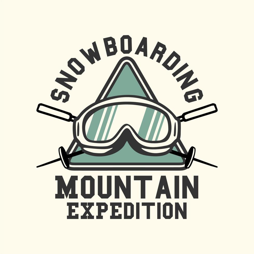 logo ontwerp snowboarden berg expeditie vintage illustratie vector