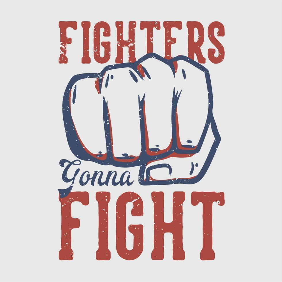 t-shirtontwerp vechters gaan vechten vechter vintage illustratie vector