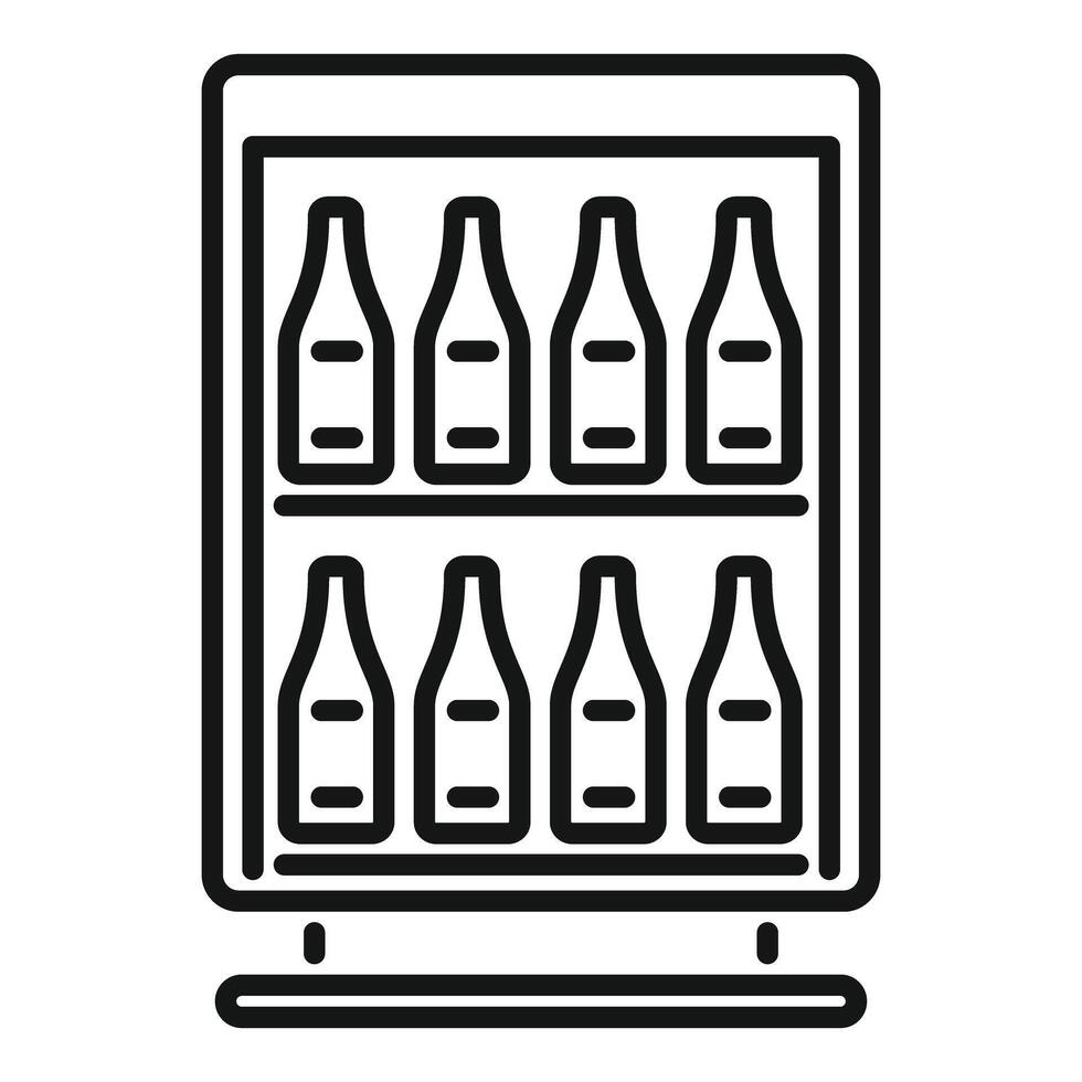 koelkast met flessen lijn icoon vector