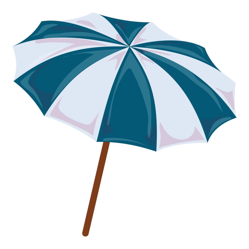 blauw en wit gestreept paraplu geïsoleerd Aan wit vector
