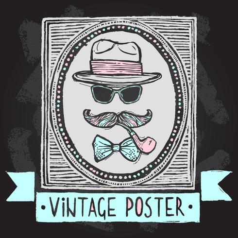 Vintage hoeden en glazen poster vector
