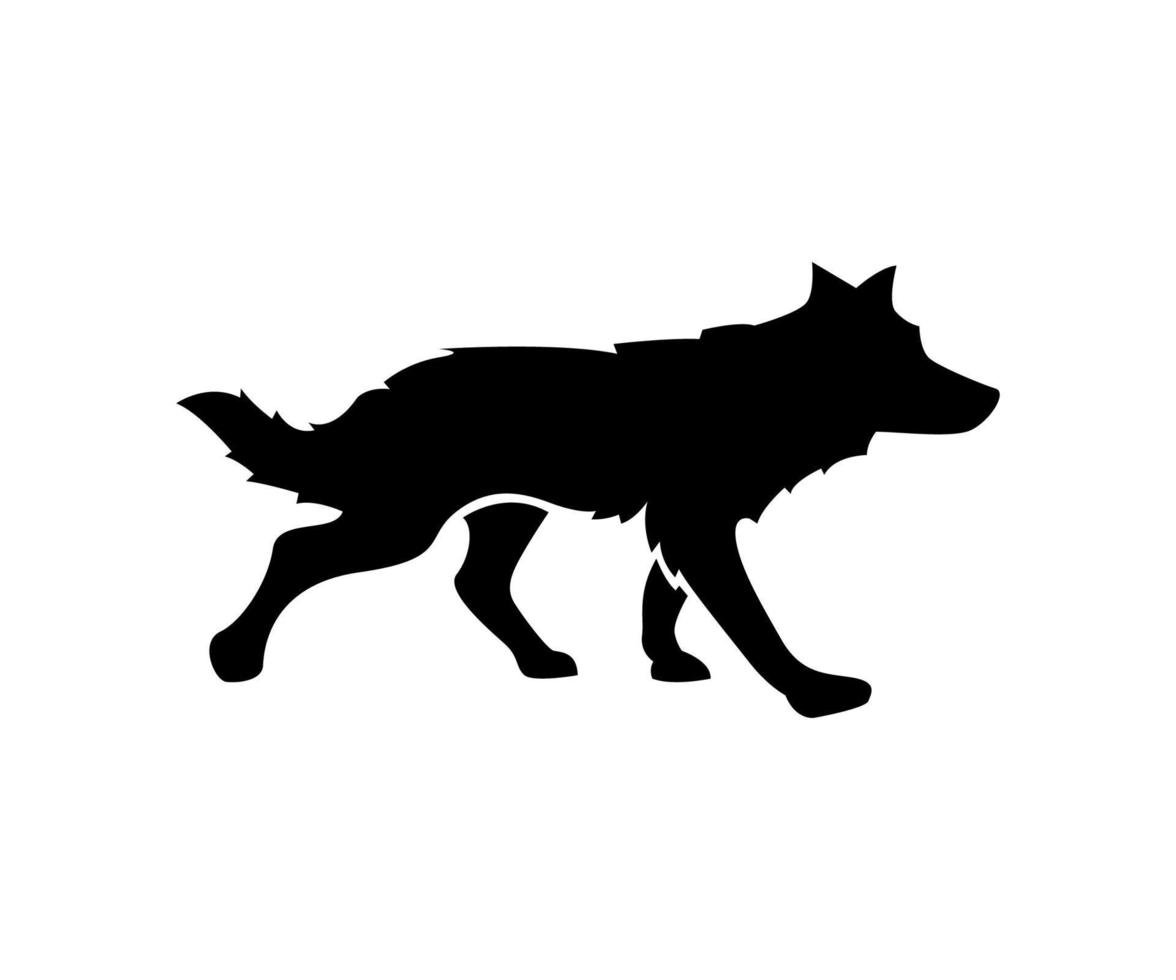 wolfssilhouet, wolf eenvoudige illustratie, wolfsschaduw, wolfslogo, zwart-witte wolf vector