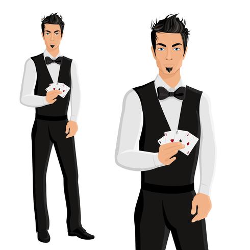 Man casino dealer portret vector