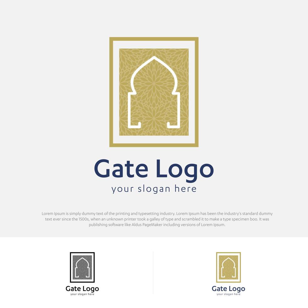 poort logo deur huis ingang pictogram zwart huis deuropening onroerend goed bedrijf ontwerp modern bouwbedrijf concept symbool vectorillustratie vector