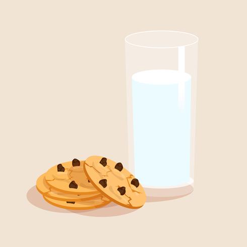 Melk en koekjes decoratieve set vector