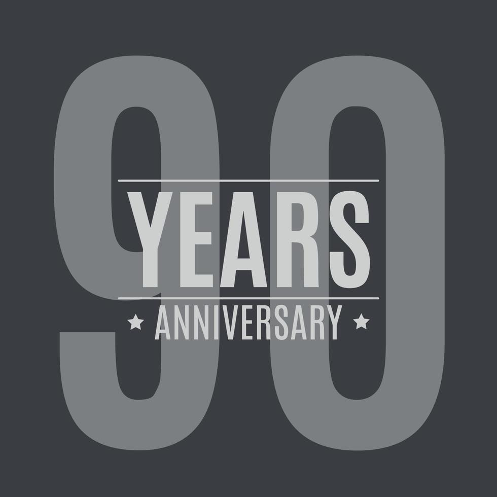 sjabloon logo 90 jaar verjaardag vectorillustratie vector