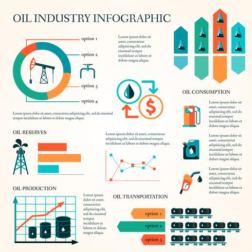 Olieproductie infographics vector
