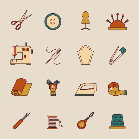 Naaien apparatuur Icons Set vector