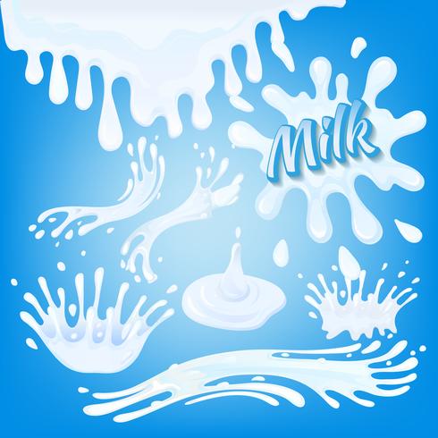 Melk spatten set vector