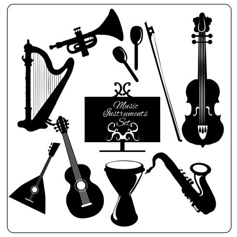 Muziekinstrumenten zwart vector