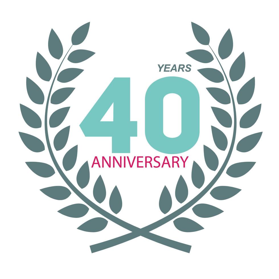 sjabloon logo 40 verjaardag in lauwerkrans vectorillustratie vector
