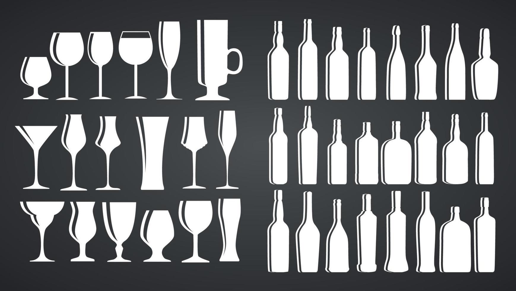 vectorillustratie van silhouet alcohol glas en fles vector