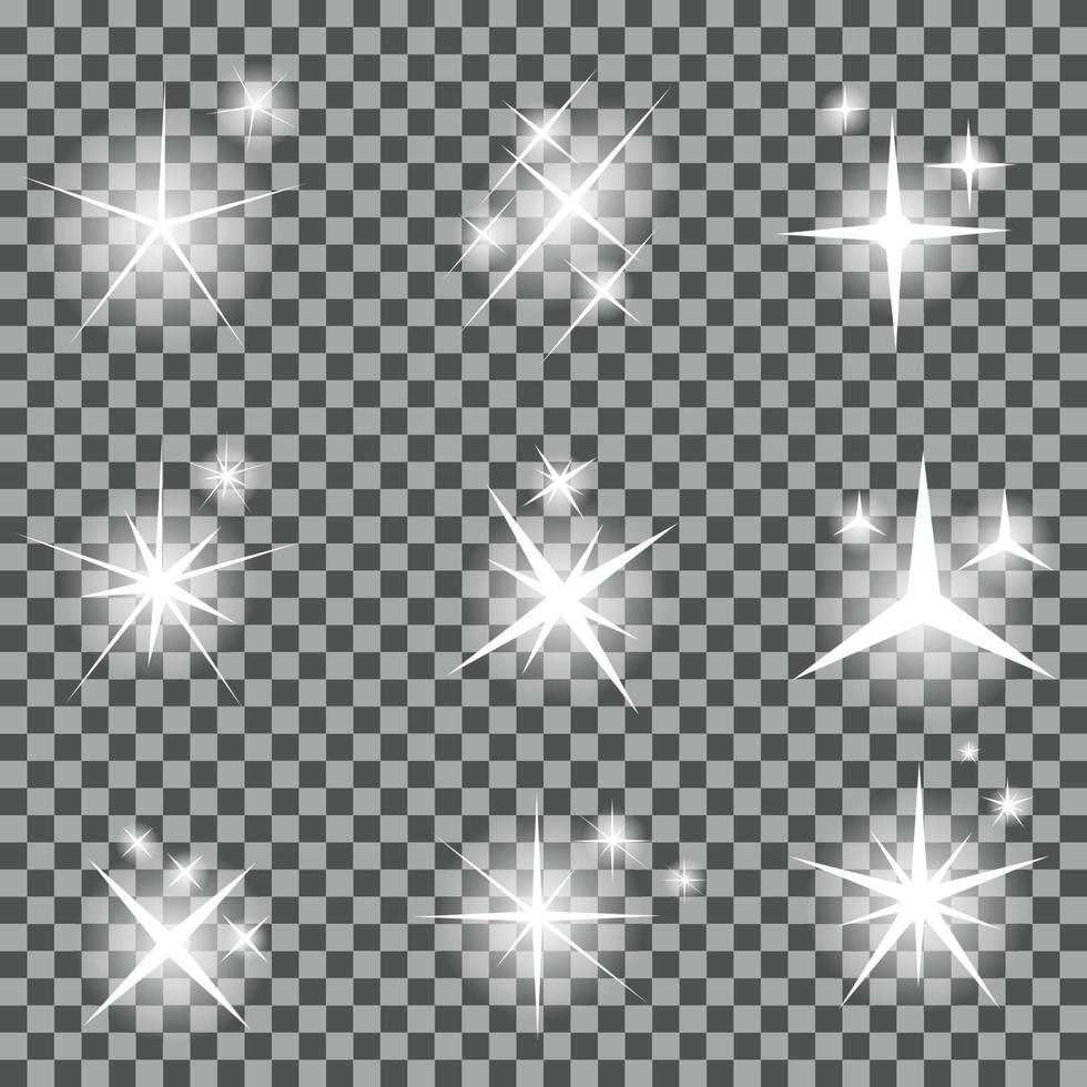 reeks gloeiende lichte sterren met fonkelingen vectorillustratie vector