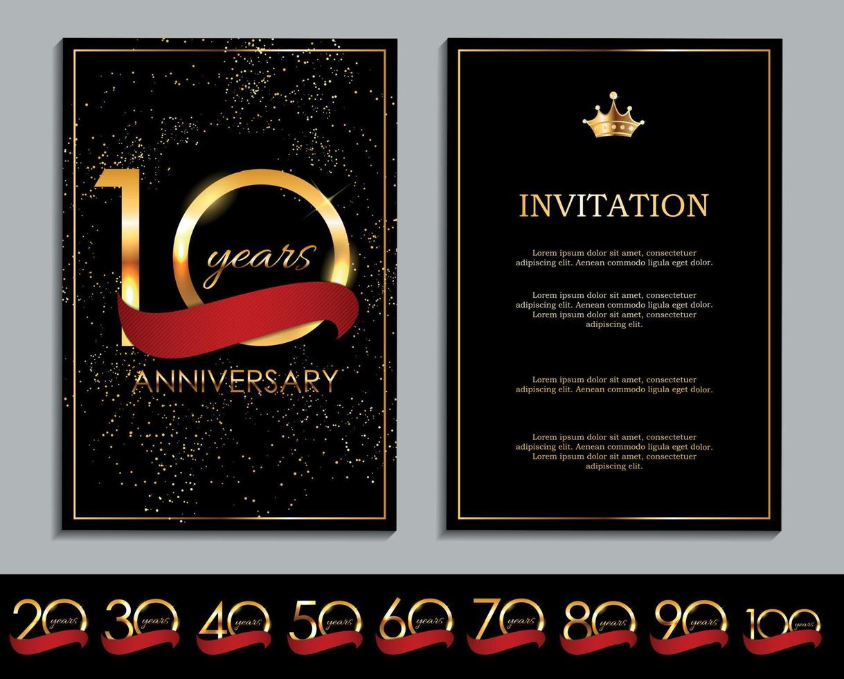 luxe sjabloon logo set verjaardag viering uitnodiging vectorillustratie vector