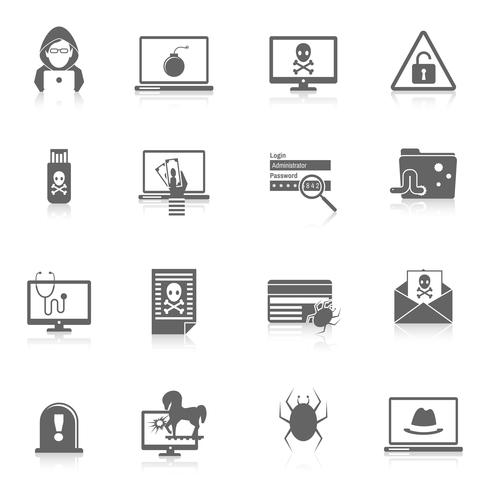 Hacker pictogrammen zwart vector