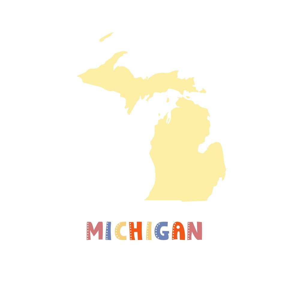 VS collectie. kaart van michigan - geel silhouet vector