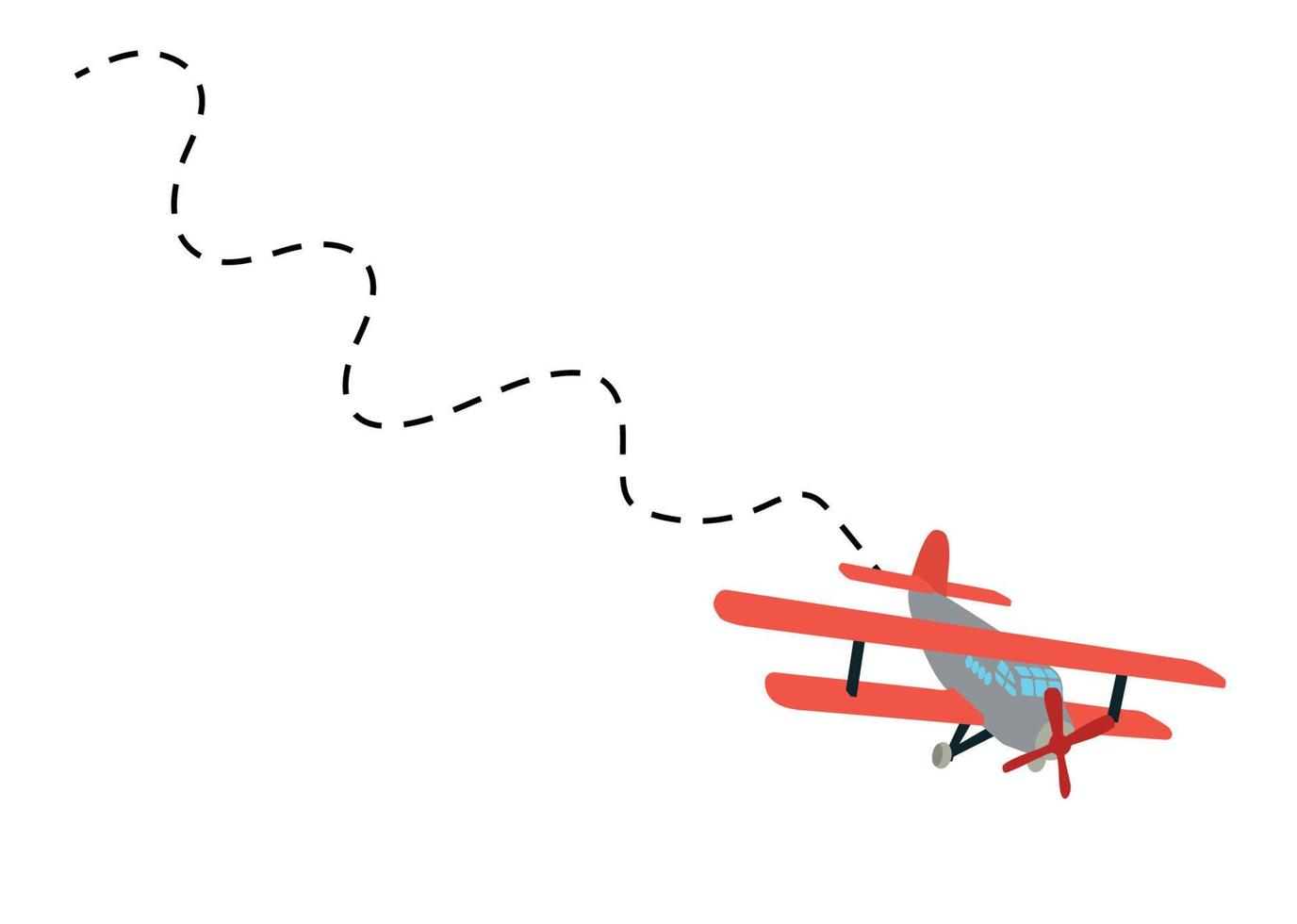 kleurenmodel van een oud vliegtuig met vluchtspoor. geïsoleerd op een witte achtergrond. vector illustratie