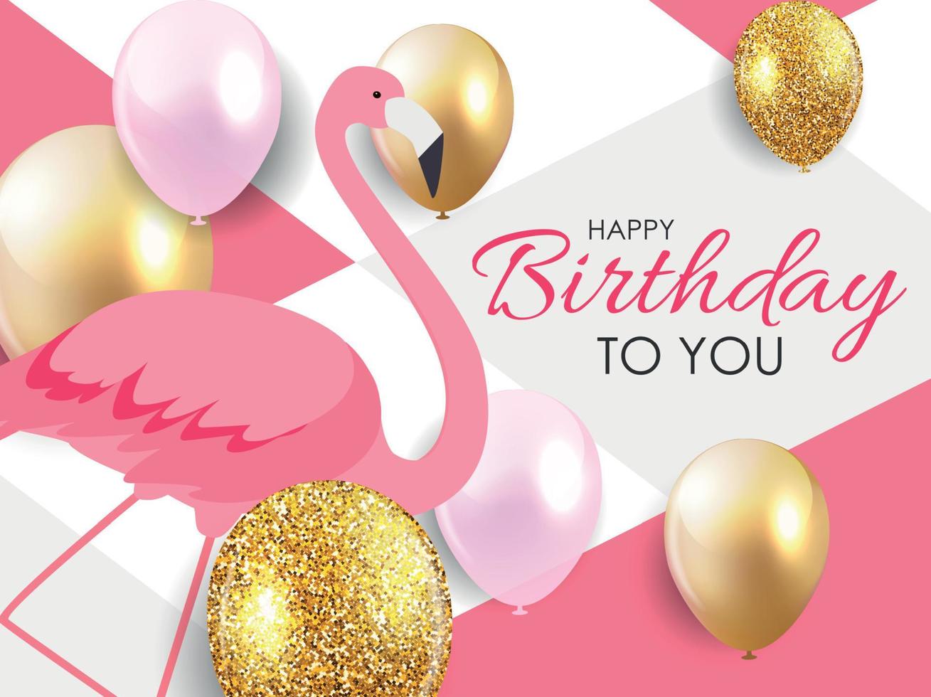 kleurrijke cartoon roze flamingo op een mooie achtergrond wenskaart voor verjaardagsgroeten. vector illustratie