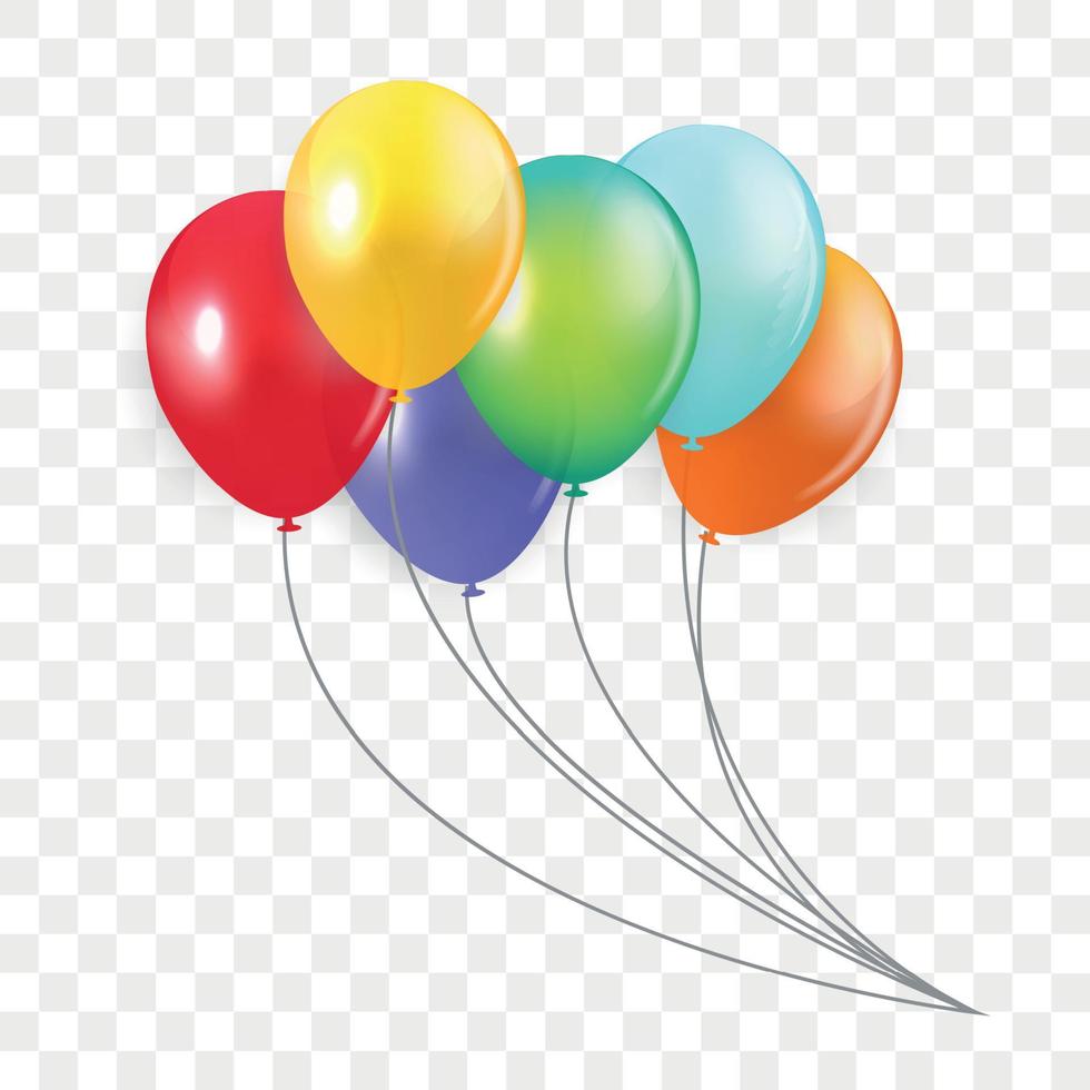 glanzende gelukkige verjaardag concept met ballonnen geïsoleerd op transparante achtergrond. vector illustratie