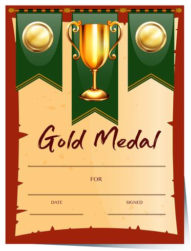Certificaatsjabloon voor gouden medaille vector
