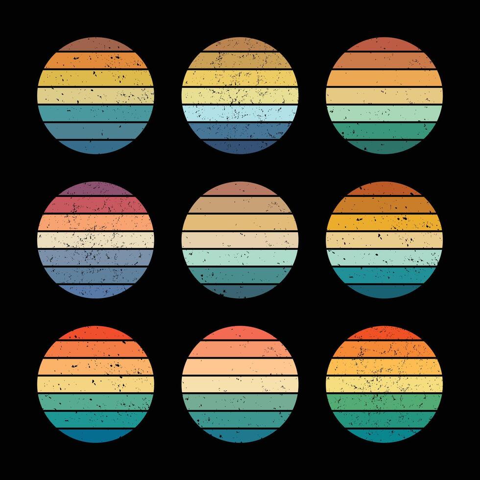 een reeks van retro wijnoogst zonsondergang vorm vector