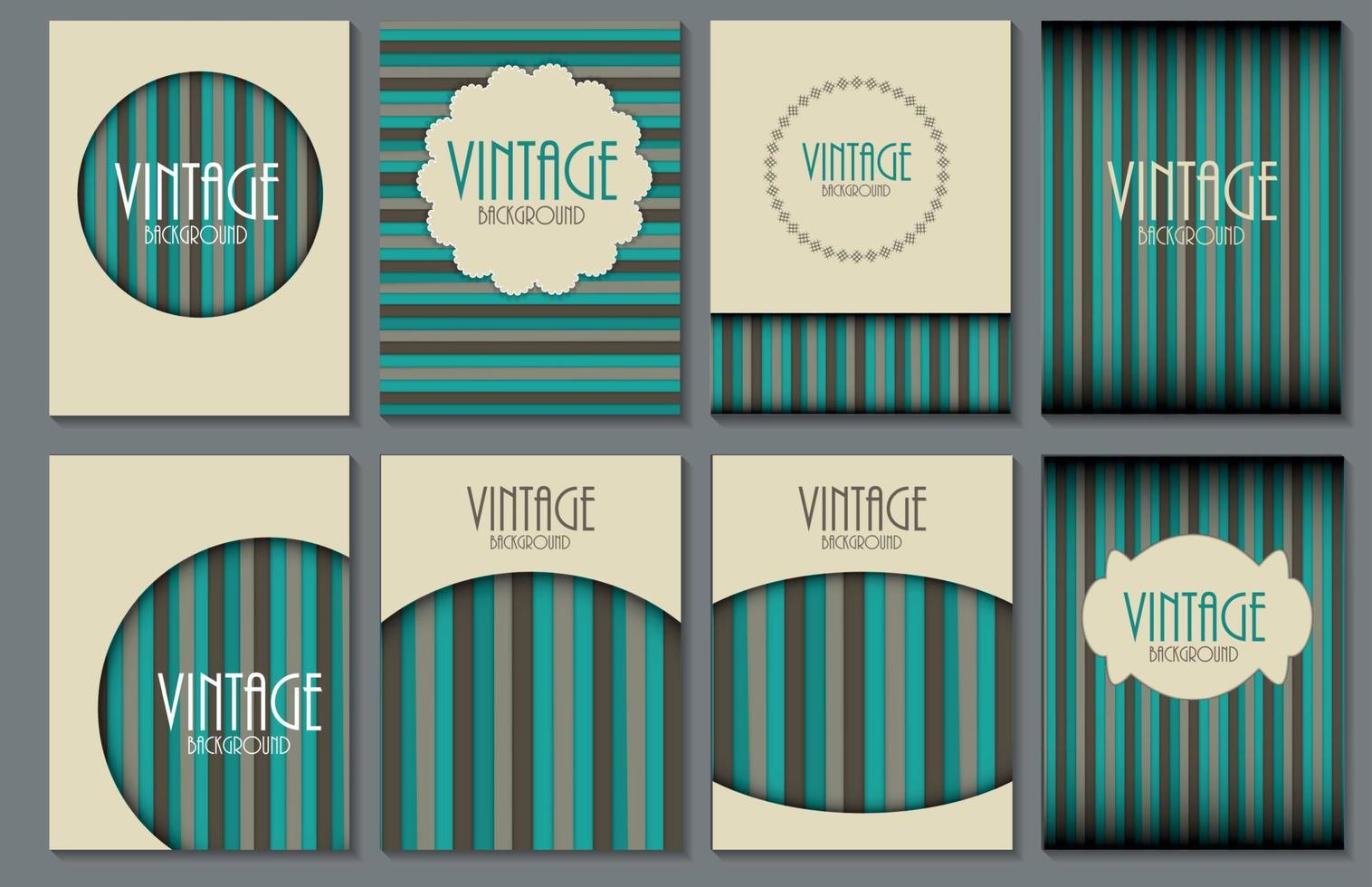 grote collectie set retro vintage achtergrond sjablonen vector illustratie