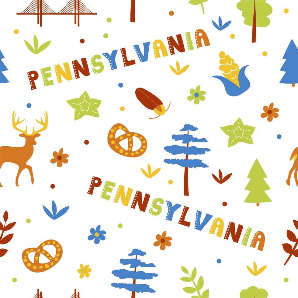 VS collectie. vectorillustratie van Pennsylvania thema. staat symbolen vector