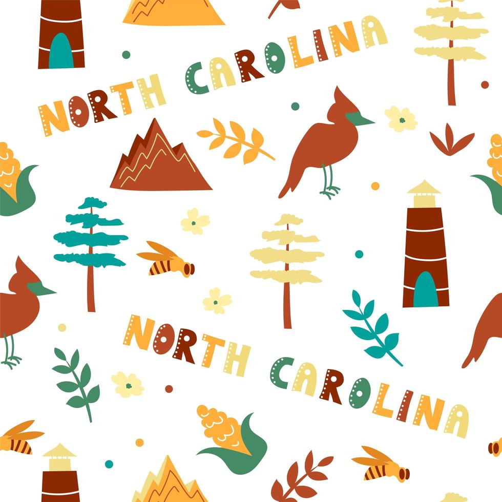 VS collectie. vectorillustratie van Noord-Carolina thema. staat symbolen vector