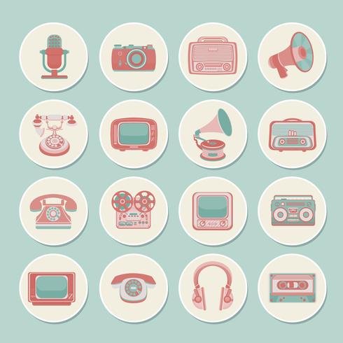 Retro media pictogrammen vector