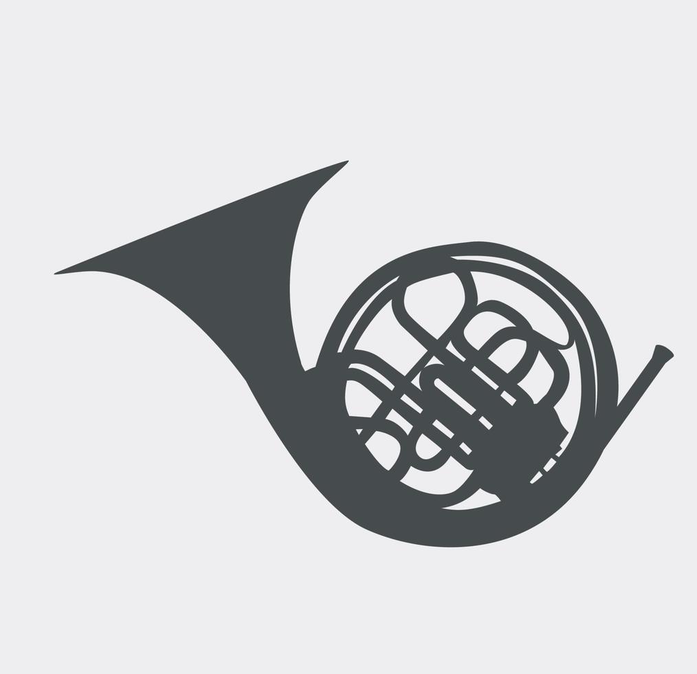muziekinstrumenthoorn, die wordt gebruikt in symfonieorkesten en koperblazers. vectorillustratie. vector