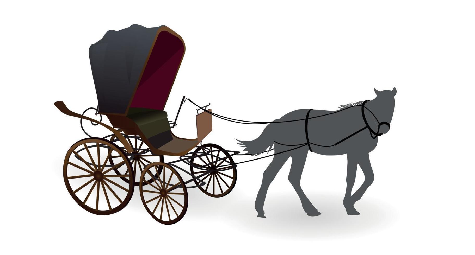 oude wagen voor de paarden. geïsoleerd op een witte achtergrond. vector