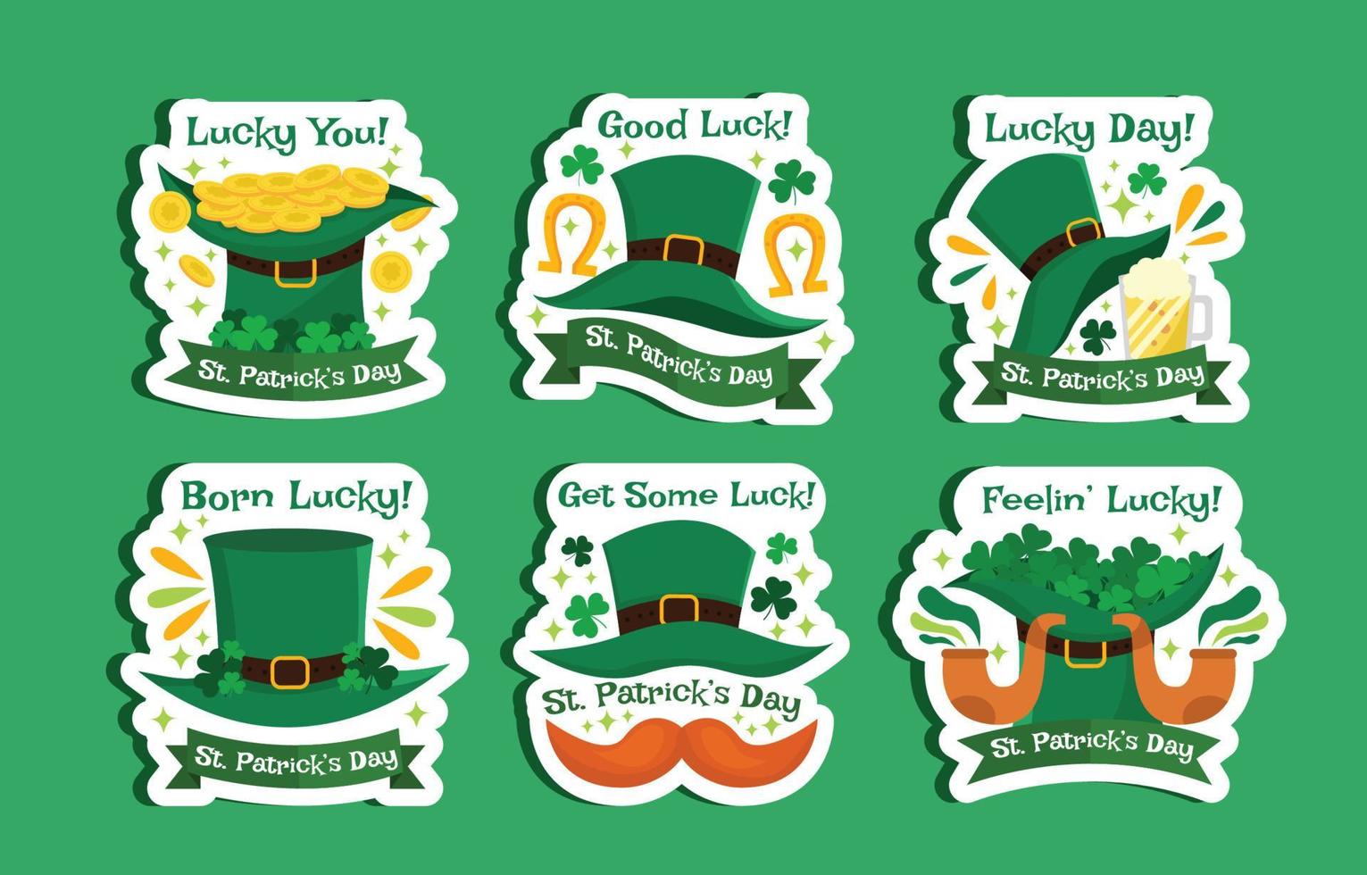 NS. patrick's hoed stickers set vector