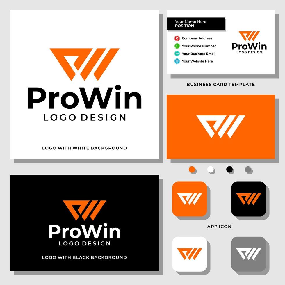 brief pw monogram sport logo ontwerp met sjabloon voor visitekaartjes. vector