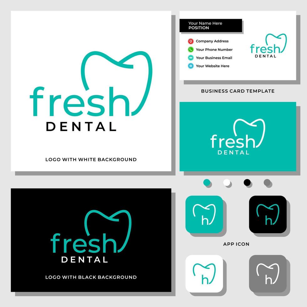 woordmerk verse tandheelkundige logo-ontwerp met sjabloon voor visitekaartjes. vector