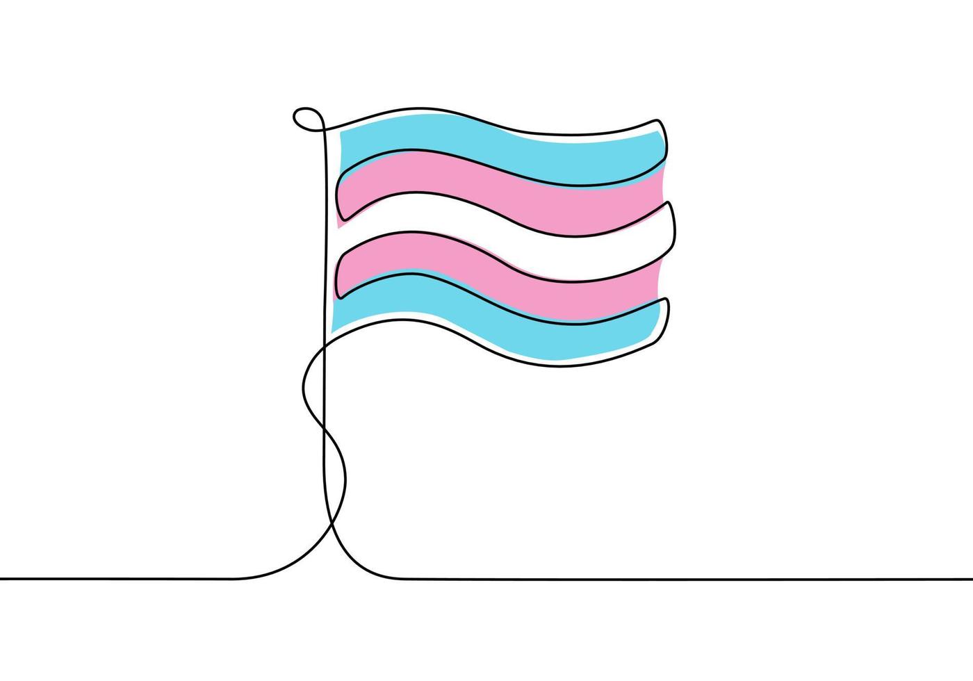 continue één lijntekening van transgender vlag. minimalistisch design op een witte achtergrond. vector