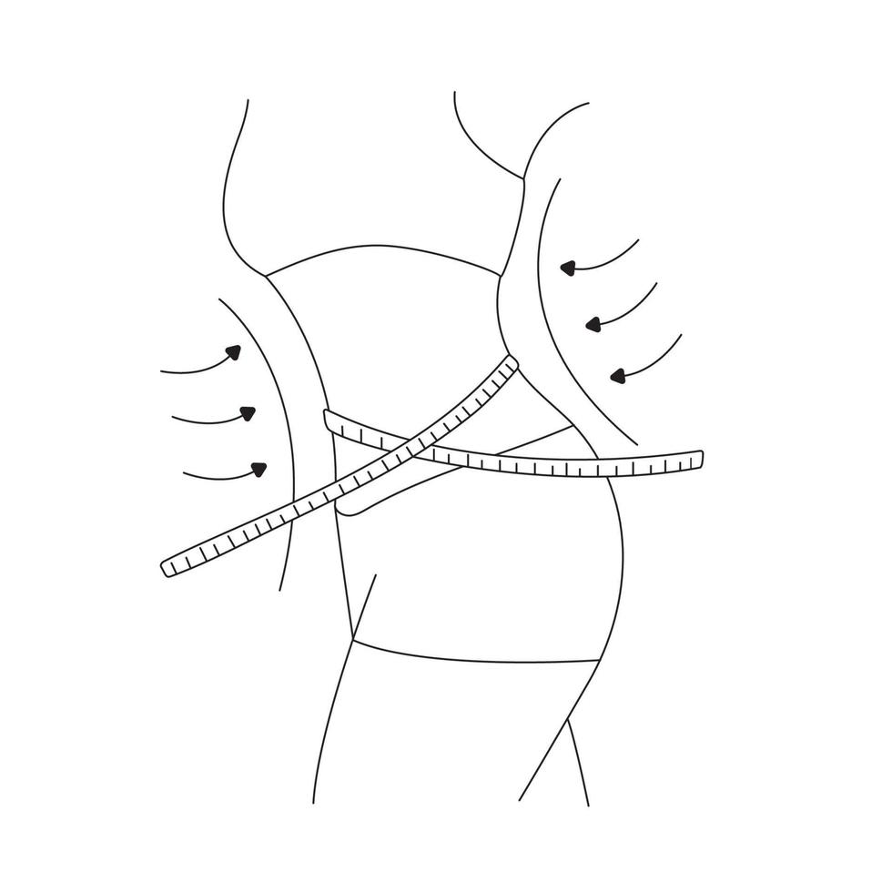 illustratie schets gewichtsverlies. lineaire pictogram. taille, taille vector