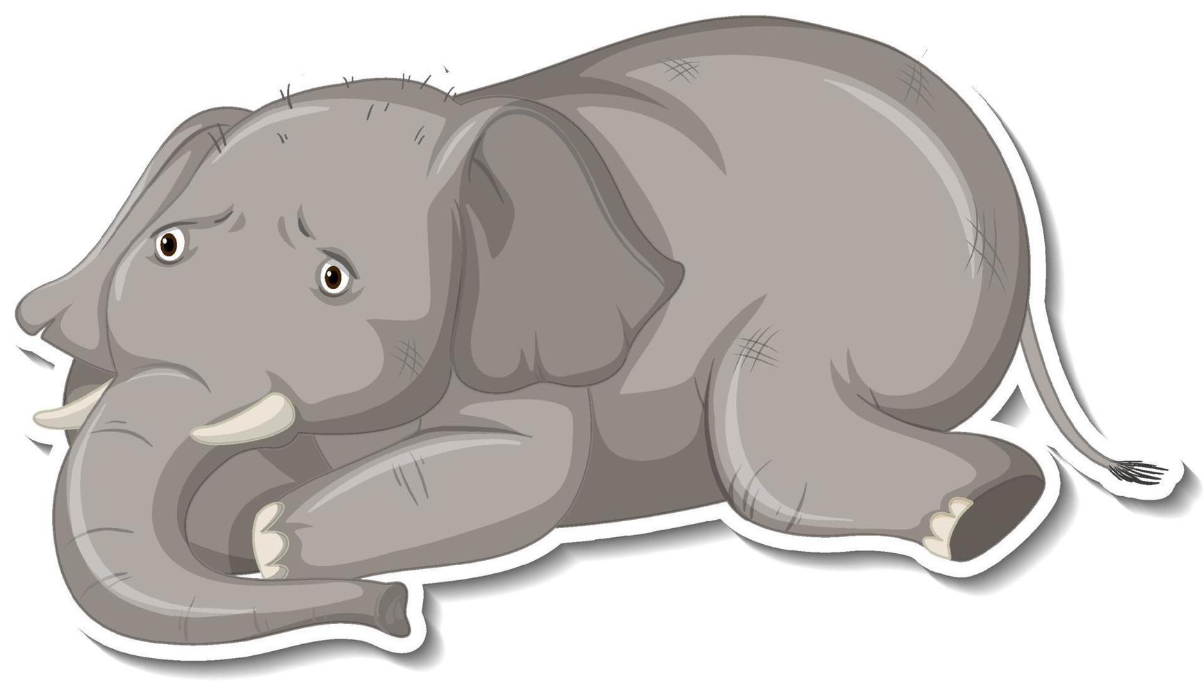 zieke olifant dieren cartoon sticker vector